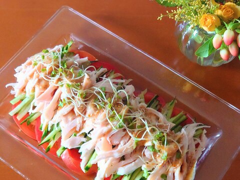 簡単おつまみᕷ˖サラダチキンdeバンバンジーꕤ୭*